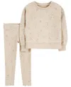 Carter's Toddler Girls Floral-print Pullover Top & Stretch Leggings, 2 Piece Set In Sand