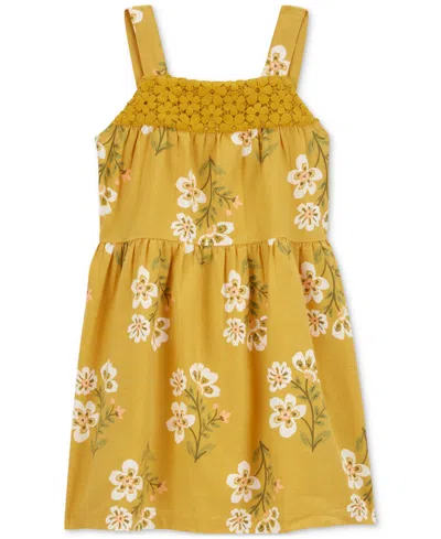 Carter's Babies' Toddler Girls Floral-print Tank Dress In Yellow