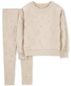 Carter's Toddler Girls Floral-print Pullover Top & Stretch Leggings, 2 Piece Set In Beige