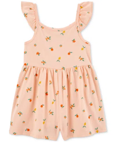 Carter's Babies' Toddler Girls Fruit-print Cotton Romper In Peach