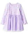 Carter's Toddler Girls Heart-print Long-sleeve Tulle Dress In Purple