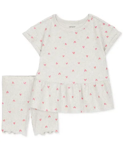 CARTER'S TODDLER GIRLS HEART-PRINT TOP & SHORTS, 2 PIECE SET