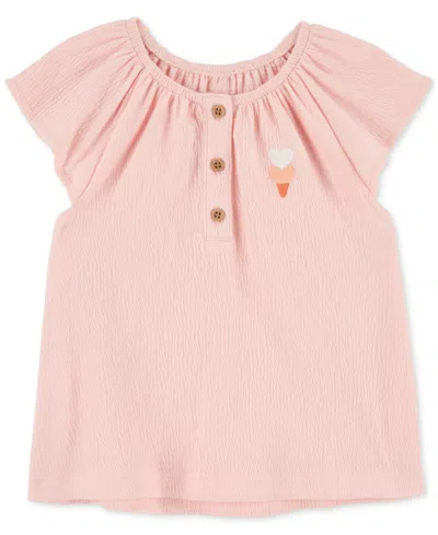 Carter's Babies' Toddler Girls Ice Cream Crinkle Jersey Top In Pink