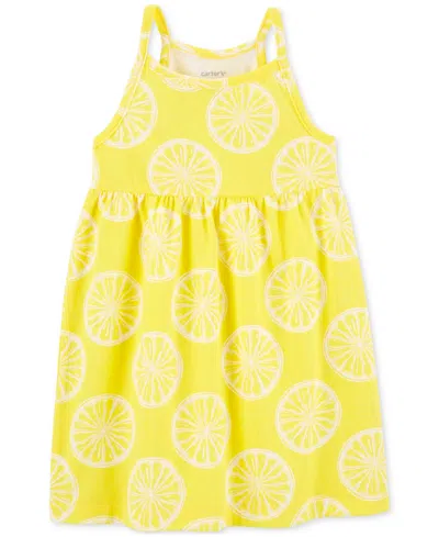 Carter's Babies' Toddler Girls Lemon-print Cotton Tank Dress In Yellow