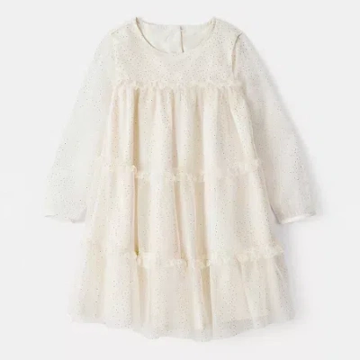 Carter's Babies' Toddler Girls Long Sleeve Fitted A-line Dress In White