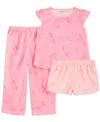 Carter's Toddler Girls Loose-fit Unicorn Pajamas, 3 Piece Set In Pink