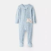 Carter's Baby Girls Rib V Neck Long Sleeve Footed Pajamas In Blue