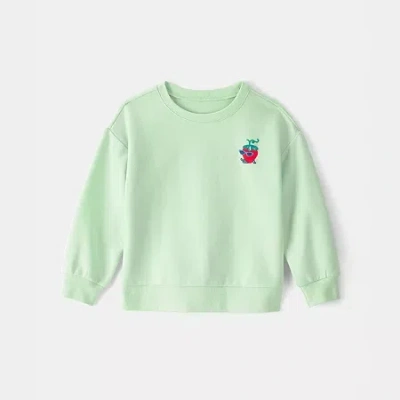 Carter's Babies' Toddler Girls Round Neck Long Sleeve Sweatshirt In Green