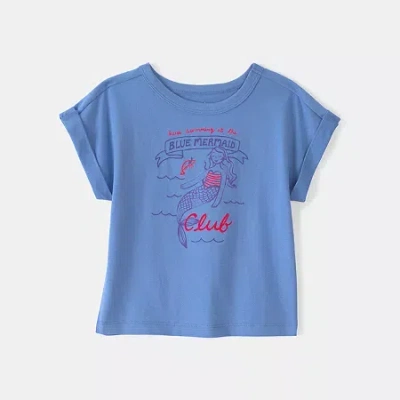 Carter's Babies' Toddler Girls Round Neck Short Sleeve Regular Fit Graphic T-shirt In Blue