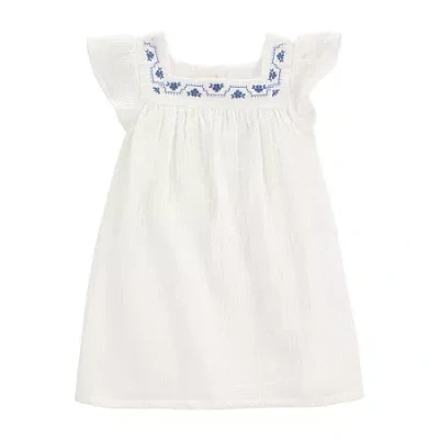Carter's Babies' Toddler Girls Short Sleeve Flutter A-line Dress In Neutral