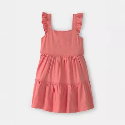 Carter's Babies' Toddler Girls Short Sleeve Ruffled A-line Dress In Brown
