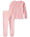 Carter's Toddler Girls Smile-print Velour Long-sleeve 2-piece Pajamas In Pink