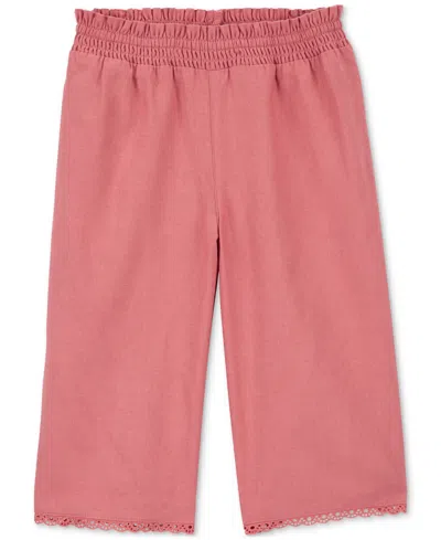 Carter's Babies' Toddler Girls Smocked Waistband Flared Linen Pants In Pink