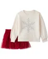 Carter's Toddler Girls Snowflake-print Long-sleeve Top & Skort, 2 Piece Set In White
