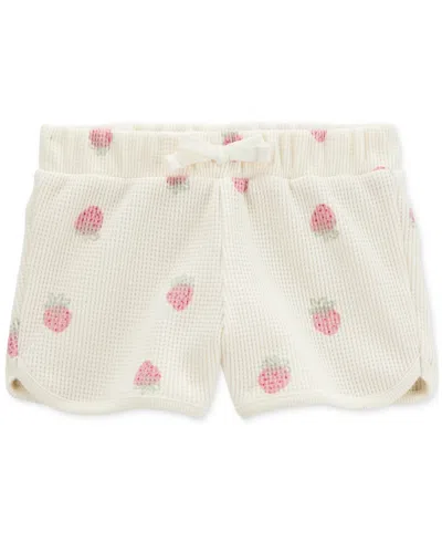 Carter's Babies' Toddler Girls Strawberry-print Thermal Shorts In Cream