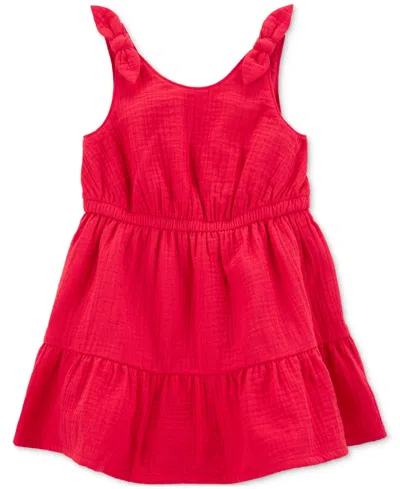 Carter's Babies' Toddler Girls Tiered Cotton Dress In Red