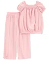 Carter's Toddler Girls Top & Pull-on Pants, 2-piece Set In Pink