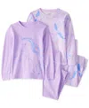 Carter's Toddler Girls Unicorn-print Snug-fit Cotton Pajamas, 4 Piece Set In Purple