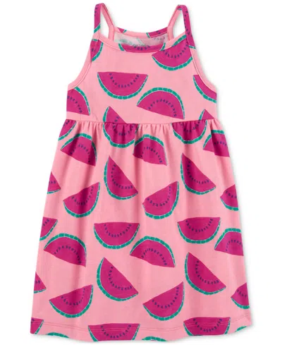 Carter's Babies' Toddler Girls Watermelon-print Cotton Tank Dress In Pink