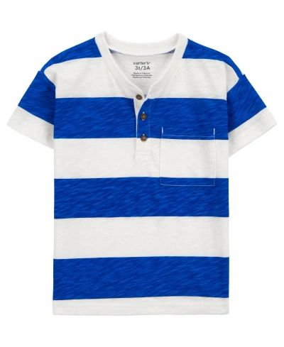 Carter's Babies' Toddler Striped Jersey Henley In Blue