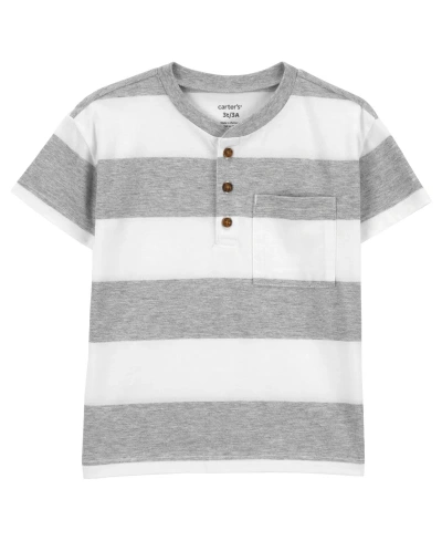 Carter's Babies' Toddler Striped Jersey Henley In Gray