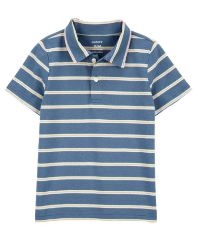 Carter's Babies' Toddler Striped Jersey Polo In Blue