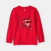 Carter's Valentines Day Boys Round Neck Long Sleeve Regular Fit Graphic T-shirt In Red