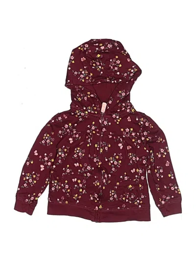Pre-owned Carter's Kids' Zip Up Hoodie In Burgundy
