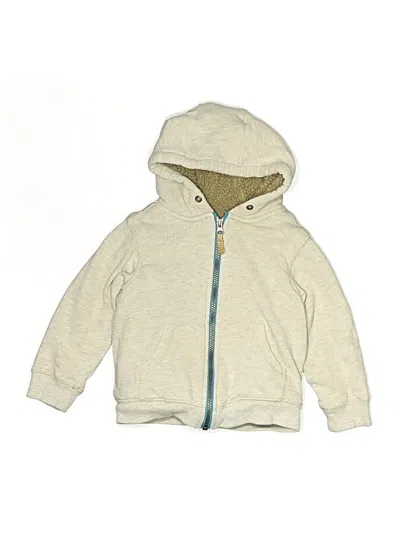 Pre-owned Carter's Kids' Zip Up Hoodie In Ivory
