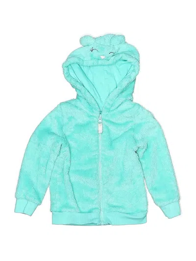 Pre-owned Carter's Kids' Zip Up Hoodie In Teal