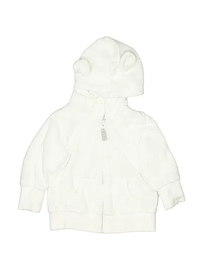 Pre-owned Carter's Babies' Zip Up Hoodie In White