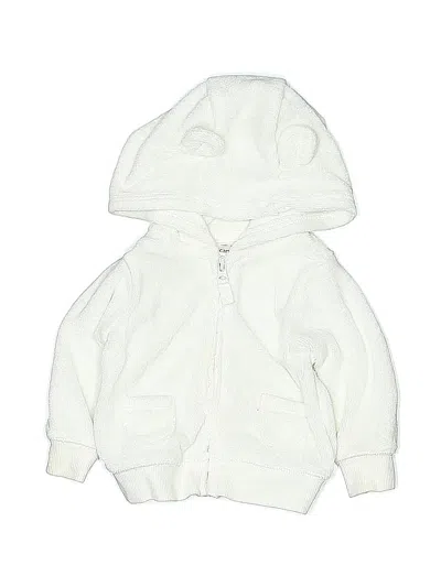 Pre-owned Carter's Babies' Zip Up Hoodie In White