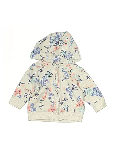 Pre-owned Carter's Kids' Zip Up Hoodie In White