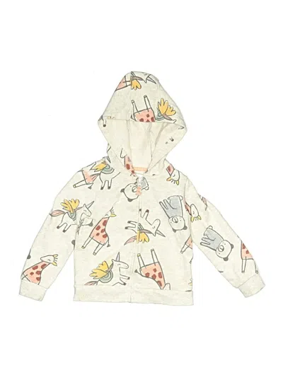 Pre-owned Carter's Kids' Zip Up Hoodie In White