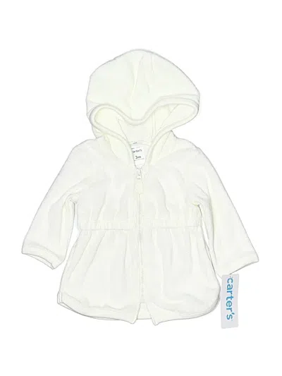 Pre-owned Carter's Babies' Zip Up Hoodie In White