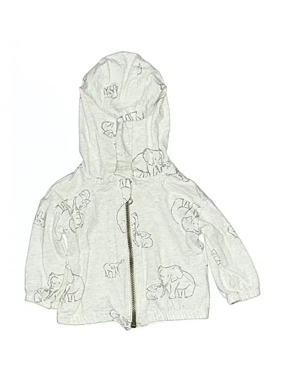 Pre-owned Carter's Babies' Zip Up Hoodie In White