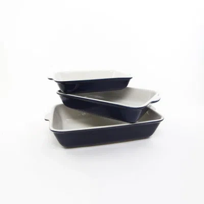 Carthage.co 3-piece Stoneware Rectangular Baking Dish Set In Juniper