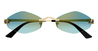Cartier Panthère De  Rimless Hexagon-frame Gold-tone Sunglasses