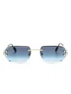 Cartier 0468s Rectangle-frame Sunglasses In Gold