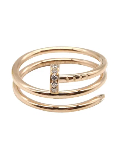 Pre-owned Cartier 10s 18k Rose Gold Diamond Juste Un Clou Ring