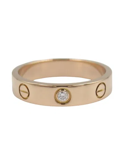 Pre-owned Cartier 10s 18k Rose Gold Love Diamond Ring In Pink