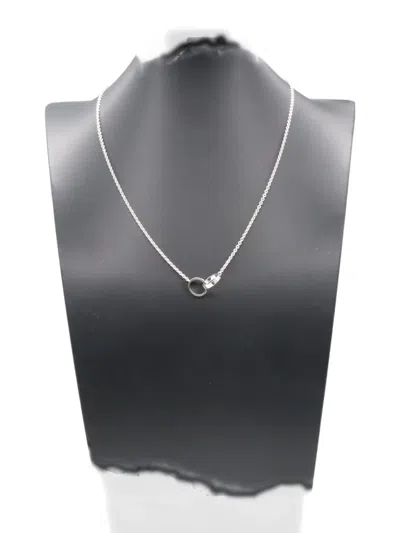 Pre-owned Cartier 10s 18k White Gold Baby Love Necklace In Silver