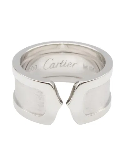 Pre-owned Cartier 10s 18k White Gold C2 Ring In Silver