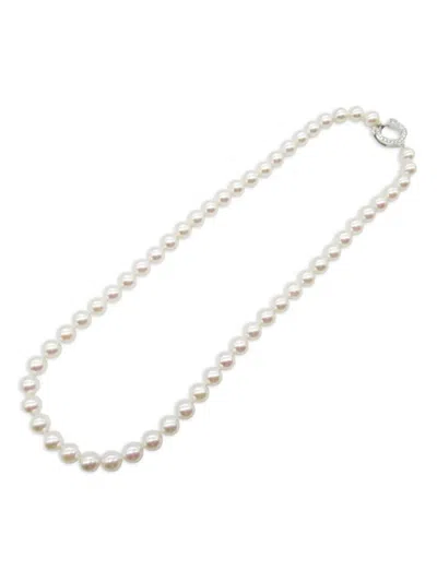 Pre-owned Cartier 10s 18k White Gold Embellished Diamond And Pearl Necklace In Silver