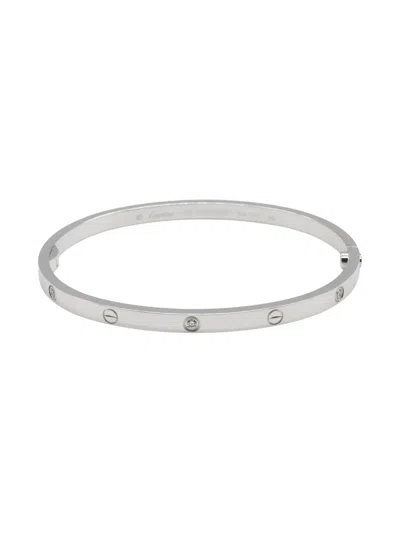 Pre-owned Cartier 10s 18k White Gold Love Breath Diamond Bracelet In Silver