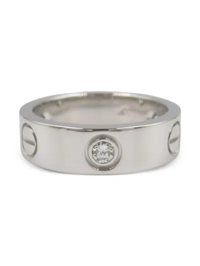 Pre-owned Cartier 10s 18k White Gold Love Diamond Ring In Silver
