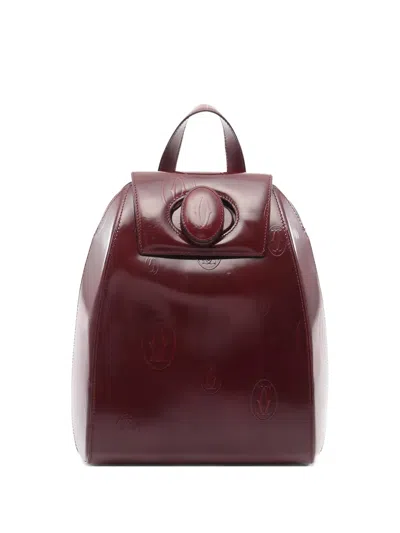 Pre-owned Cartier 10s Leather Pattern Backpack In Red