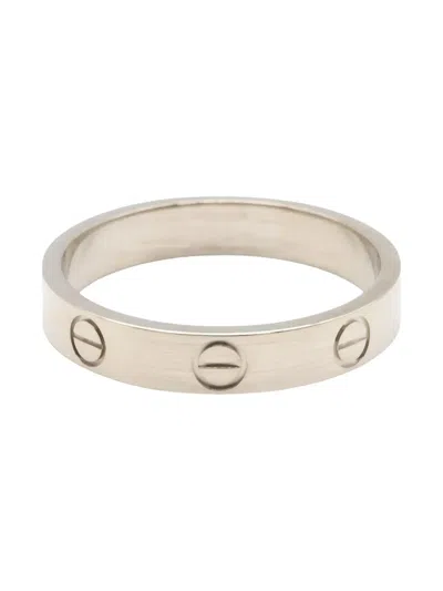Pre-owned Cartier 10s Mini Love Screw-detail Ring In Silver
