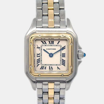 Pre-owned Cartier 1120 Silver Stainless Steel 18k Yellow Gold Quartz Women's Wristwatch 22mm