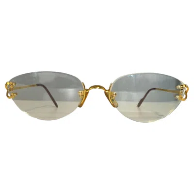 Pre-owned Cartier 135 Gold Plated Eye Frames With Case In Gray